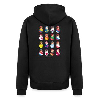 Matroschka Fußball Teams - Unisex Premium Bio Zip Hoodie - Schwarz - Hinten - Nico (187cm)