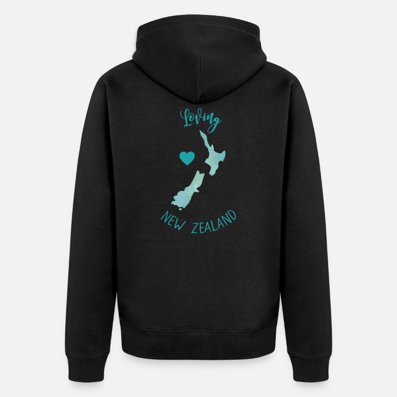 Neuseeland - Unisex Premium Bio Zip Hoodie - Schwarz