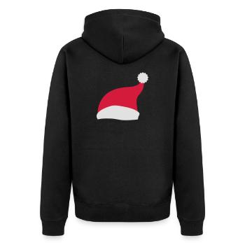 weihnachtsmütze weihnachten - Unisex Premium Bio Zip Hoodie - Schwarz - Hinten - Nico (187cm)
