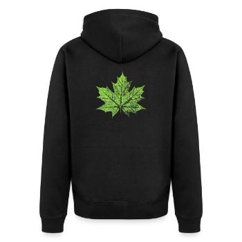 Maple Leaf - GREEN - Natural / Forest Design - Unisex Premium Organic Zip Hoodie - black - Back - Nico (187cm)