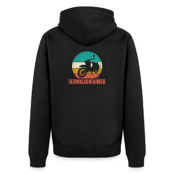 Schwalbe Moped Mofa DDR Schwalbenfahrer Geschenk - Unisex Premium Bio Zip Hoodie - Schwarz - Hinten - Nico (187cm)