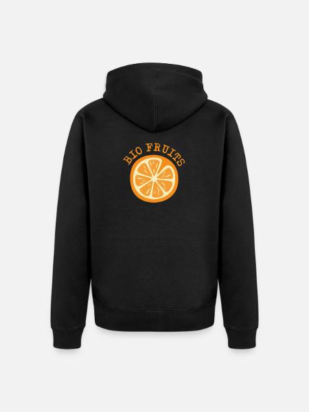Graphique de logo de symbole orange orange de fruits biologiques - Veste à capuche bio Premium Unisexe - noir