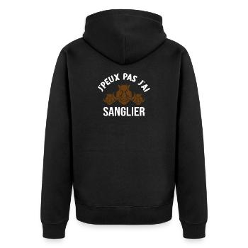 Je Peux Pas J'ai Sanglier Humour Chasse humorist - Veste à capuche bio Premium Unisexe - noir - Dos - Nico (187cm)
