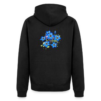graffiti bleu vif oublie-moi-pas - Veste à capuche bio Premium Unisexe - noir - Dos - Nico (187cm)