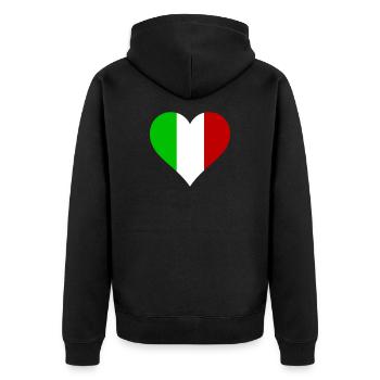 Herz Italien - I love Italy - Unisex Premium Bio Zip Hoodie - Schwarz - Hinten - Nico (187cm)