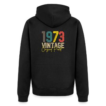 1973 Vintage Original Part - Unisex Premium Organic Zip Hoodie - black - Back - Nico (187cm)