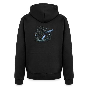 Big whale - Unisex Premium Organic Zip Hoodie - black - Back - Nico (187cm)