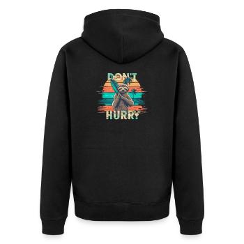 Faultier - Unisex Premium Bio Zip Hoodie - Schwarz - Hinten - Nico (187cm)