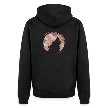 Wolf illustration icon logo moon evening icon - Unisex Premium Organic Zip Hoodie - black - Back - Nico (187cm)