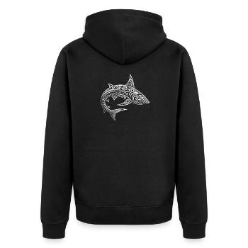 Plongeur tribal Maori des requins amoureux de la mer - Veste à capuche bio Premium Unisexe - noir - Dos - Nico (187cm)