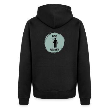 DerRecher - Unisex Premium Bio Zip Hoodie - Schwarz - Hinten - Nico (187cm)