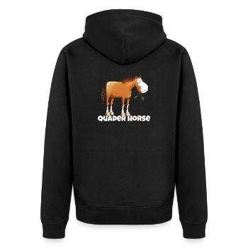 American Quarterhorse Quader Horse Wortspiel - Unisex Premium Bio Zip Hoodie - Schwarz - Hinten - Nico (187cm)