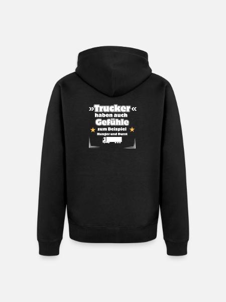 Trucker Gefühle - Unisex Premium Bio Zip Hoodie - Schwarz