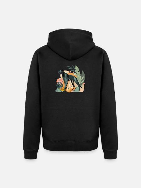 Panther im Dschungel - Stilvolle Tierillustration - Unisex Premium Bio Zip Hoodie - Schwarz