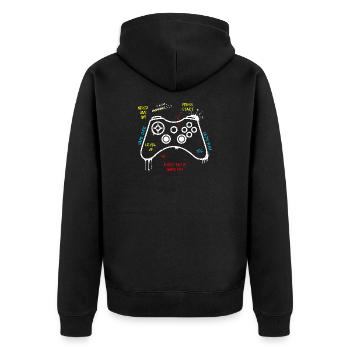 Gamer Controller Graffiti - Unisex Premium Bio Zip Hoodie - Schwarz - Hinten - Nico (187cm)