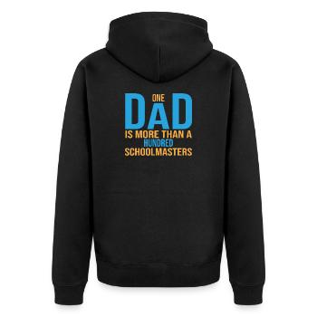 Ein Dad ist mehr als hunderte an Schulmeistern - Unisex Premium Bio Zip Hoodie - Schwarz - Hinten - Nico (187cm)