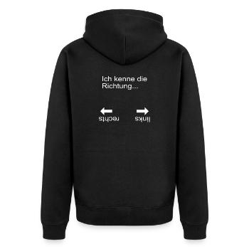 Richtungs-Pfeil Rechts Links Schwäche - Unisex Premium Bio Zip Hoodie - Schwarz - Hinten - Nico (187cm)
