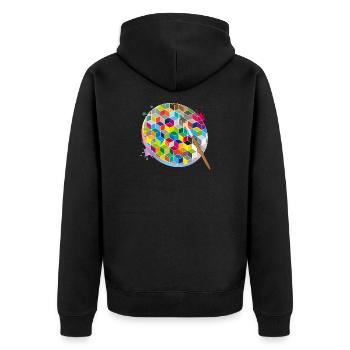 Palette d’artiste créatif avec des couleurs géométriques - Veste à capuche bio Premium Unisexe - noir - Dos - Nico (187cm)