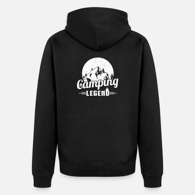 Mountain Camping Legend Design - Unisex Premium Organic Zip Hoodie - black