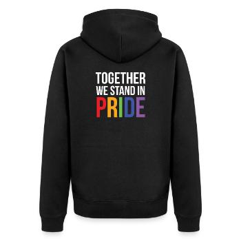 LGBTQ Pride Month - Together We Stand in Pride - Unisex Premium Organic Zip Hoodie - black - Back - Nico (187cm)