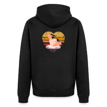 Liebe Zur Töpferei Herz Design - Unisex Premium Bio Zip Hoodie - Schwarz - Hinten - Nico (187cm)