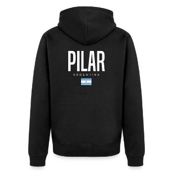 Pilar Argentinien Argentinier - Unisex Premium Bio Zip Hoodie - Schwarz - Hinten - Nico (187cm)