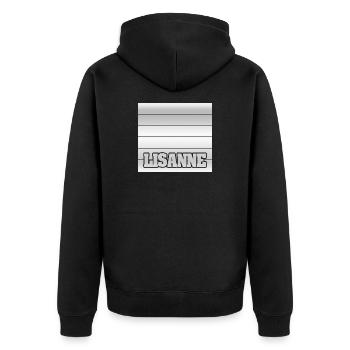 Lisanne - Unisex Premium Bio Zip Hoodie - Schwarz - Hinten - Nico (187cm)