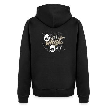 Motif humoristique avec un dicton sur les œufs - Veste à capuche bio Premium Unisexe - noir - Dos - Nico (187cm)