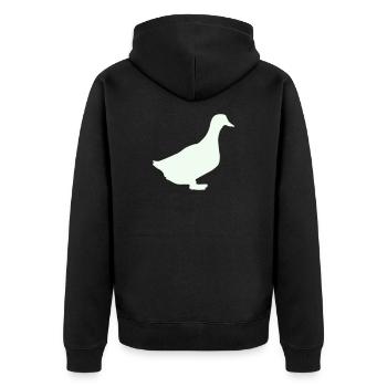 Elegante Gans Silhouette auf Vintage Hintergrund - Unisex Premium Bio Zip Hoodie - Schwarz - Hinten - Nico (187cm)