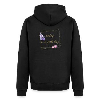 Aujourd’hui est un bon jour - Veste à capuche bio Premium Unisexe - noir - Dos - Nico (187cm)