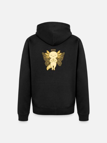 Axolotl Engel – Himmlisches Tiermotiv - Unisex Premium Bio Zip Hoodie - Schwarz