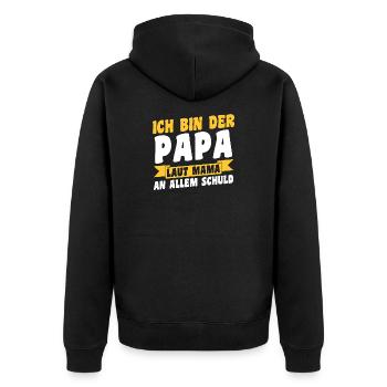 Tochter Sohn - Unisex Premium Bio Zip Hoodie - Schwarz - Hinten - Nico (187cm)