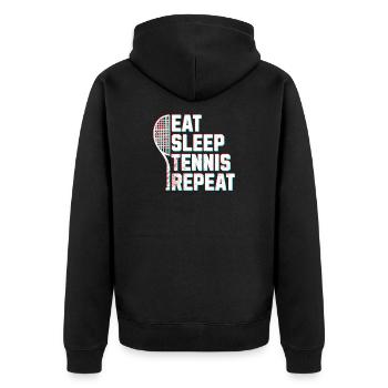 Tennis Eat sleep tennis glitch effect - Unisex Premium Organic Zip Hoodie - black - Back - Nico (187cm)