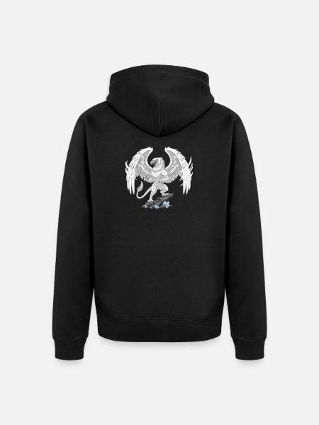Mythical Gryphon on Crystal Rock - Unisex Premium Organic Zip Hoodie - black