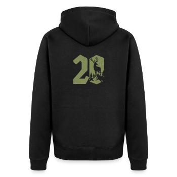 Jäger 20. Geburtstag Jagd 20 Jahre Zahl Hirsch - Unisex Premium Bio Zip Hoodie - Schwarz - Hinten - Nico (187cm)