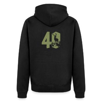 Jäger 40. Geburtstag Jagd 40 Jahre Zahl Hirsch - Unisex Premium Bio Zip Hoodie - Schwarz - Hinten - Nico (187cm)