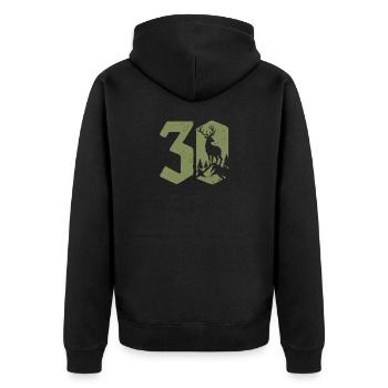 Jäger 30. Geburtstag Jagd 30 Jahre Zahl Hirsch - Unisex Premium Bio Zip Hoodie - Schwarz - Hinten - Nico (187cm)