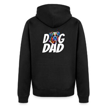 Boxer Hund Papa Buntes Aquarell Design - Unisex Premium Bio Zip Hoodie - Schwarz - Hinten - Nico (187cm)