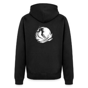 Energischer Surfer Art Surfer - Unisex Premium Bio Zip Hoodie - Schwarz - Hinten - Nico (187cm)