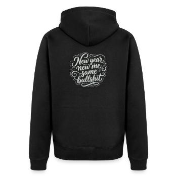 Même conneries du Nouvel An - Drôle de Sarcastic White - Veste à capuche bio Premium Unisexe - noir - Dos - Nico (187cm)
