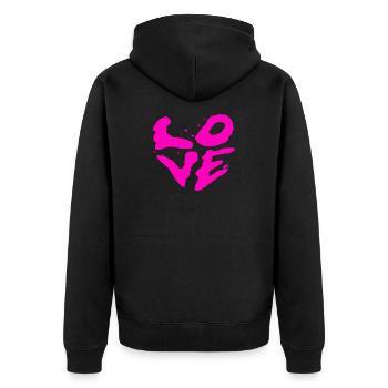Pink Graffiti Love Heart Art - Unisex Premium Bio Zip Hoodie - Schwarz - Hinten - Nico (187cm)