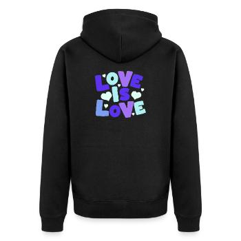 Love is Love Pastel Hearts - Unisex Premium Bio Zip Hoodie - Schwarz - Hinten - Nico (187cm)