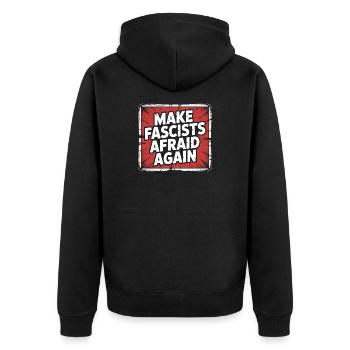 Faites peur au fasciste à nouveau - Produits dérivés antifascistes - Veste à capuche bio Premium Unisexe - noir - Dos - Nico (187cm)