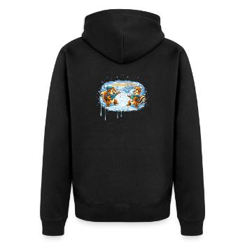 Drôle de bataille de boules de neige avec des tamias - Veste à capuche bio Premium Unisexe - noir - Dos - Nico (187cm)