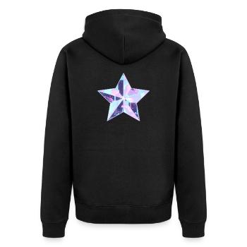 Pastellstern Neon Skyline - Unisex Premium Bio Zip Hoodie - Schwarz - Hinten - Nico (187cm)