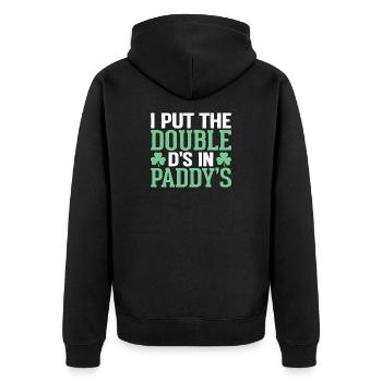 J’ai mis les doubles D dans Paddy’s St Patrick’s - Veste à capuche bio Premium Unisexe - noir - Dos - Nico (187cm)
