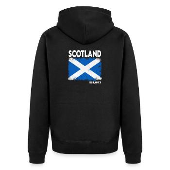 Schottland Saltire-Wappen 1873 - Unisex Premium Bio Zip Hoodie - Schwarz - Hinten - Nico (187cm)