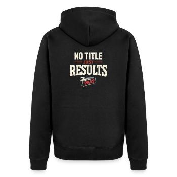 workers who are trained as welders and - Unisex Premium Organic Zip Hoodie - black - Back - Nico (187cm)