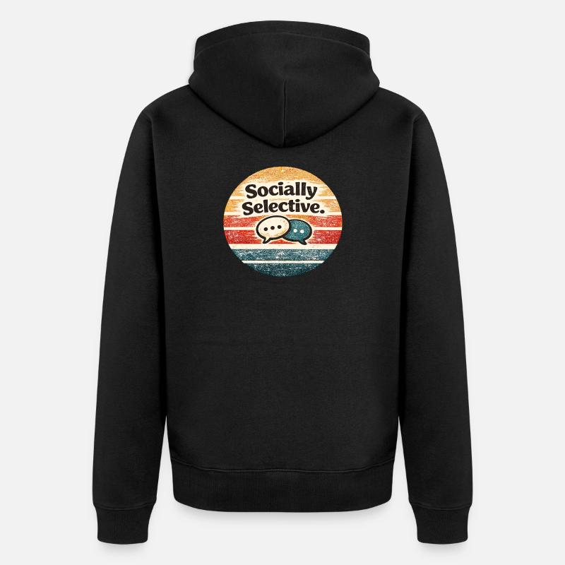 Socialement sélectif – Retro Chat Meme - Veste à capuche bio Premium Unisexe - noir