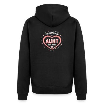 Tante 2026 Tante 2026 Befördert zu Tante 2026 - Unisex Premium Bio Zip Hoodie - Schwarz - Hinten - Nico (187cm)